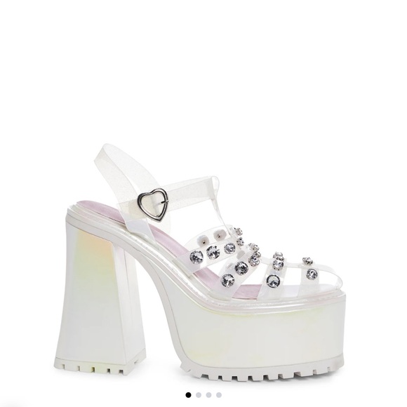 Sugar Thrillz SELF-LOVE CLUB PLATFORM HEELS - IRIDESCENT WHITE - Picture 4 of 4